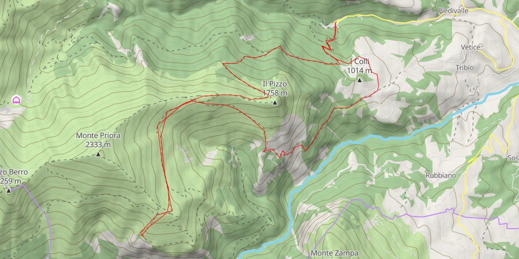 Map of the trail for AI - Tempio della Sibilla