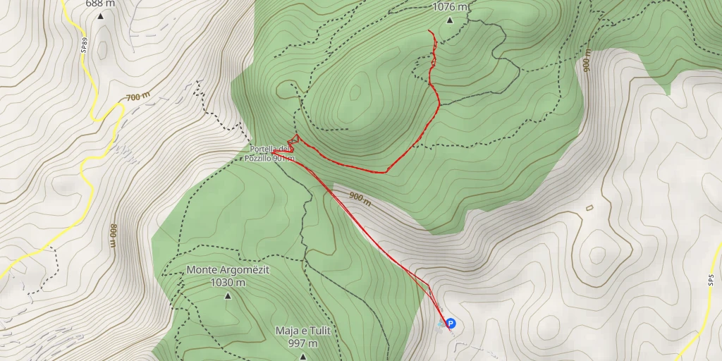 Carte de l'itinéraire :  Rifugio Moardella - Via Poggio San Francesco