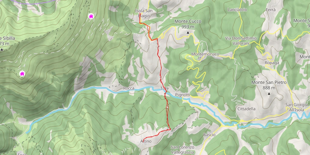 Map of the trail for AI - Rifugio Altino