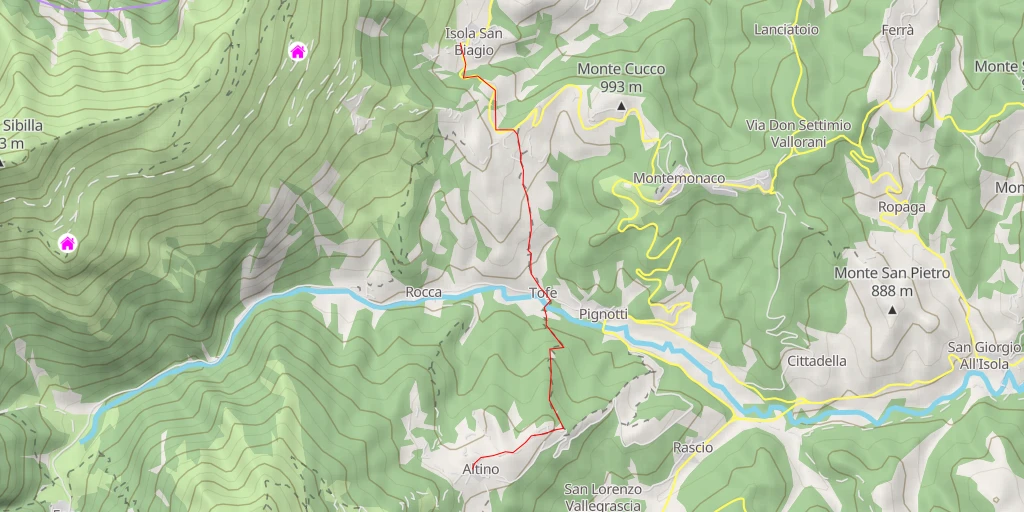 Map of the trail for AI - Rifugio Altino