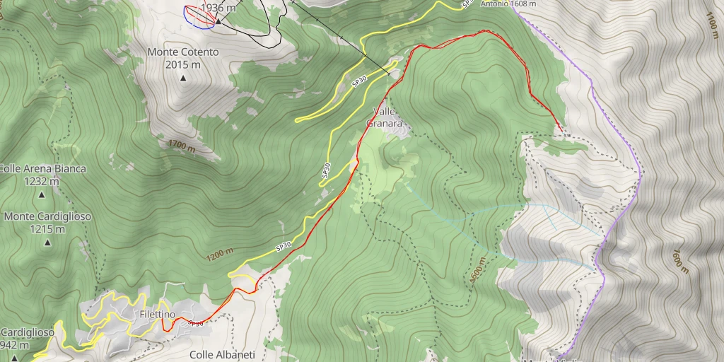 Map of the trail for Fonte della Moscosa