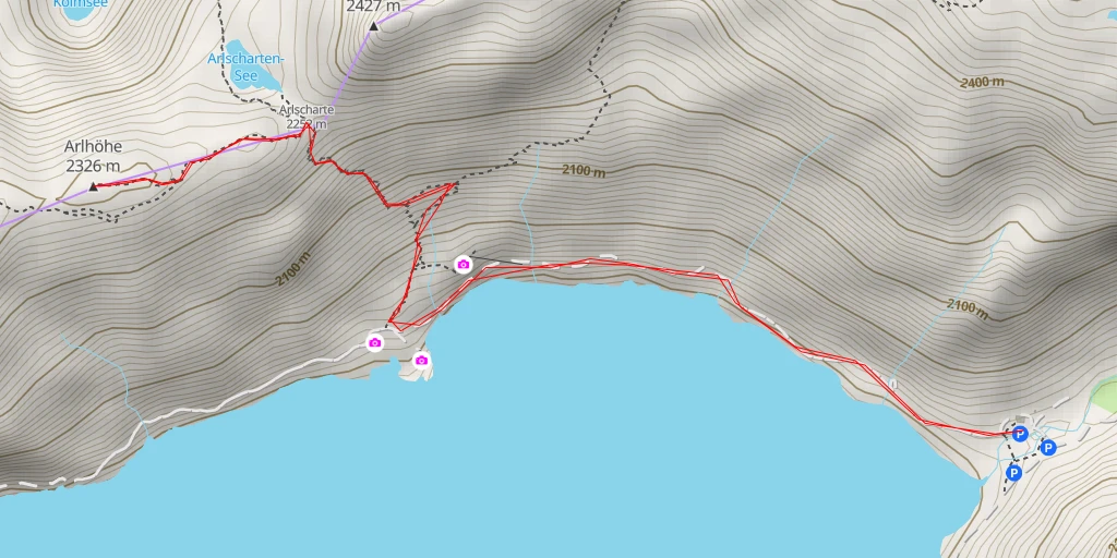 Map of the trail for Arlhöhe