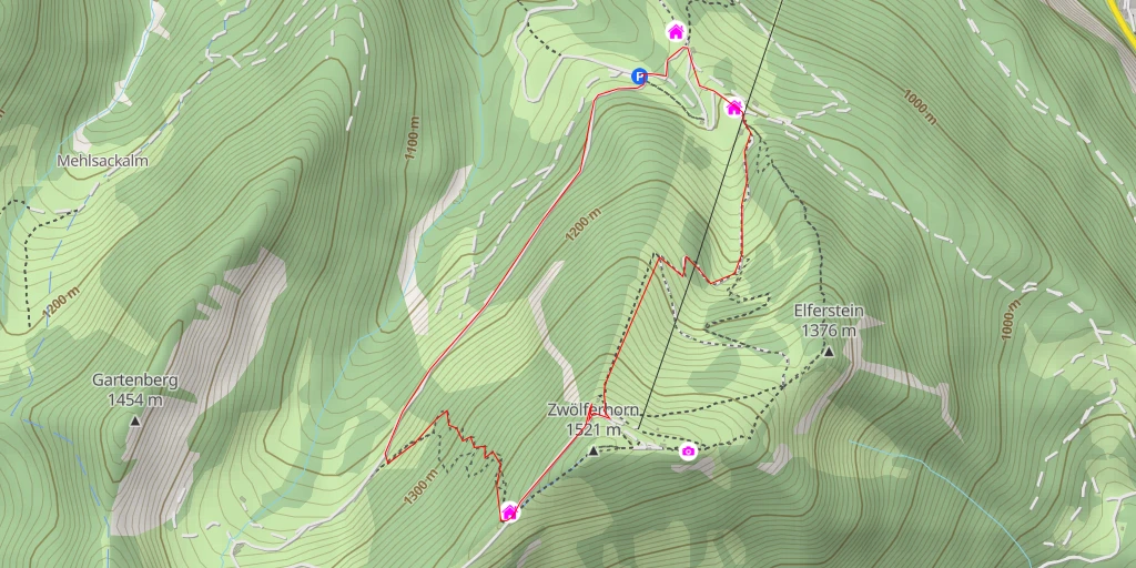 Carte de l'itinéraire :  Franzl's Hütte