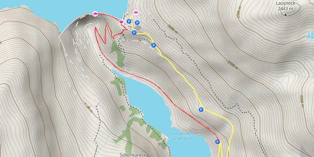 Map of the trail for Airwalk Kölnbreinsperre