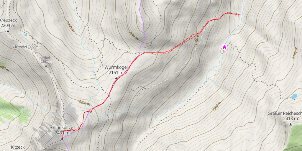 Carte de l'itinéraire :  Glingspitze