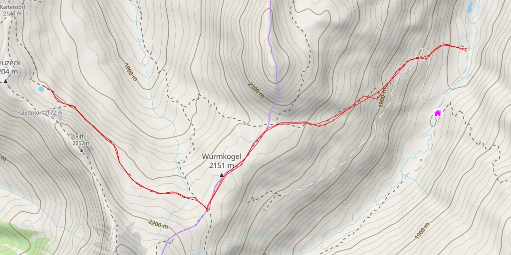 Map of the trail for Kreuzeck - Karteisgrabenstraße