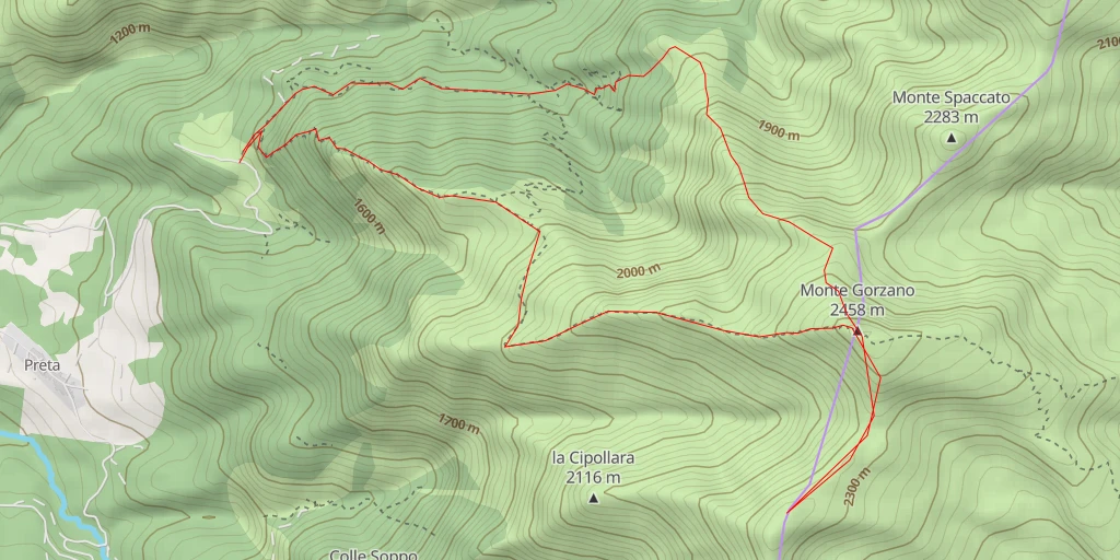 Carte de l'itinéraire :  Cima della Laghetta Anticima Nord