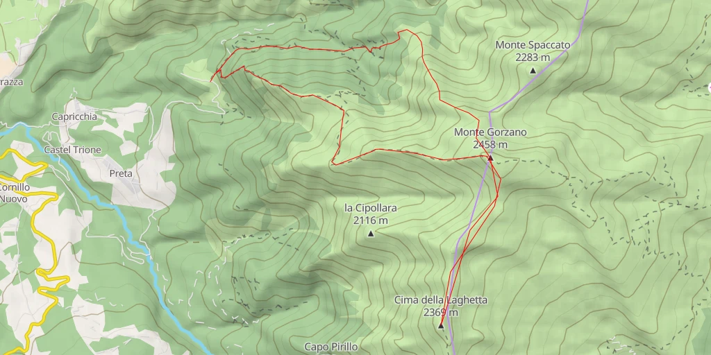 Map of the trail for Cima della Laghetta