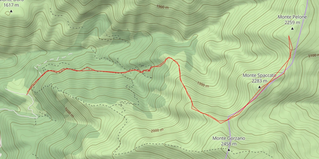 Map of the trail for Monte Pelone Meridionale