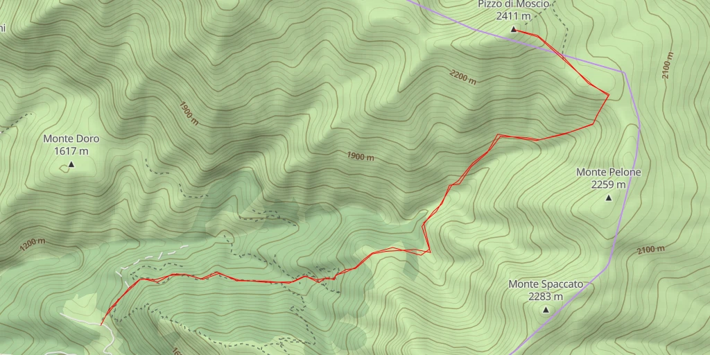 Carte de l'itinéraire :  Pizzo di Moscio