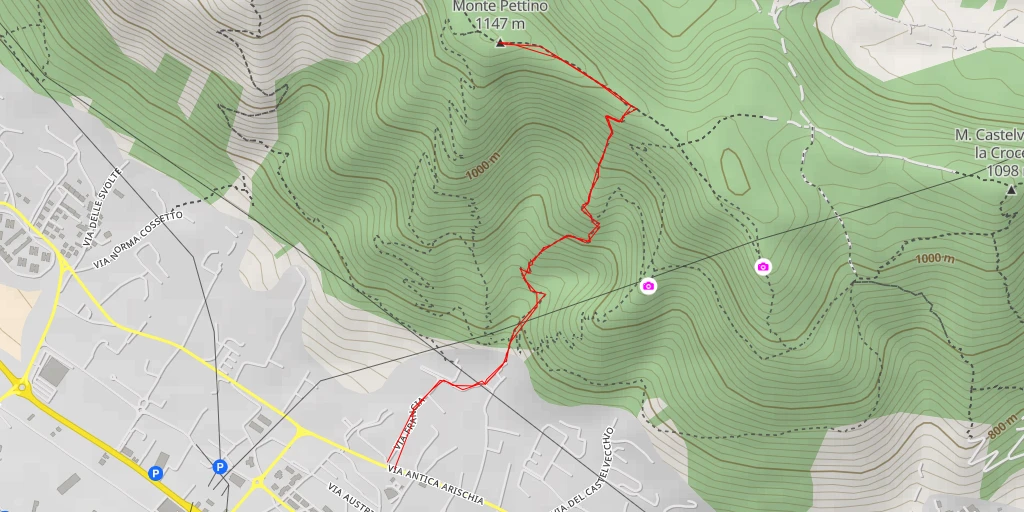 Map of the trail for Monte Pettino