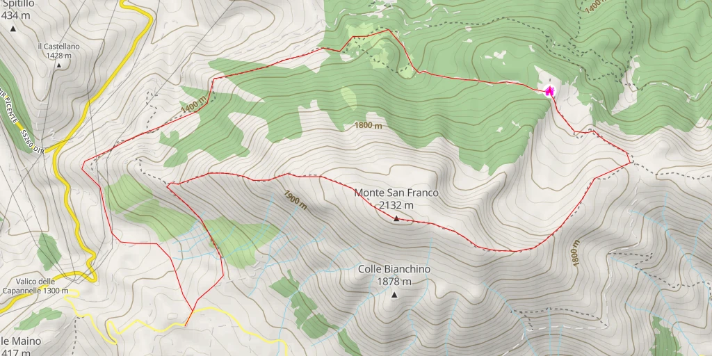 Carte de l'itinéraire :  Rifugio Antonella Panepucci-Alessandri - Strada Provinciale 86 del Vasto - L'Aquila