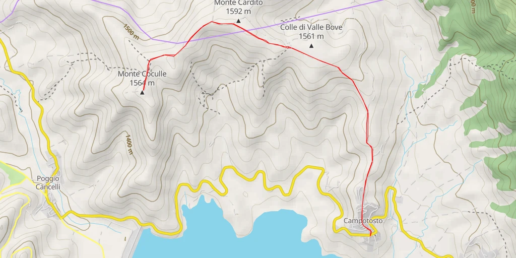 Carte de l'itinéraire :  Monte Coculle