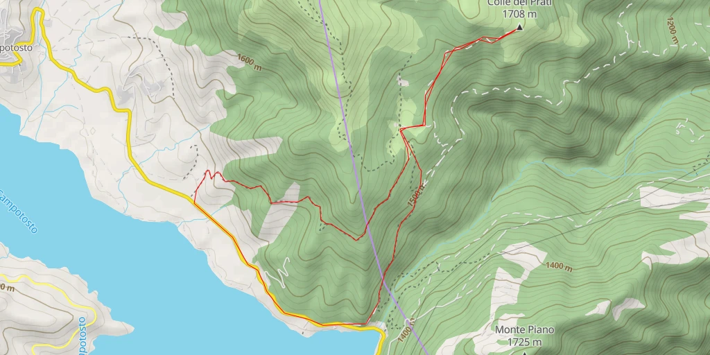 Carte de l'itinéraire :  Colle dei Prati