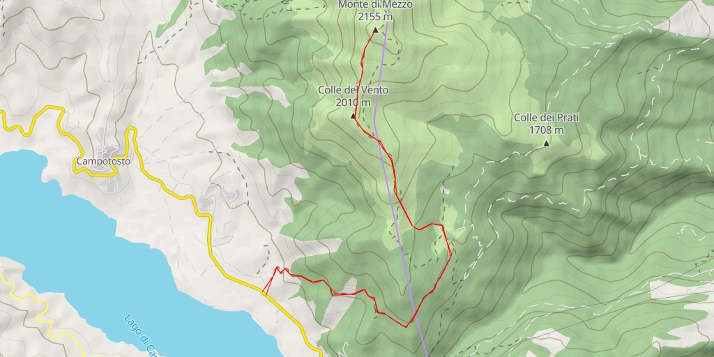 Carte de l'itinéraire :  Monte di Mezzo