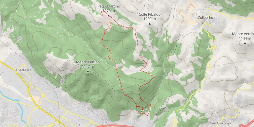 Map of the trail for Pago Martino