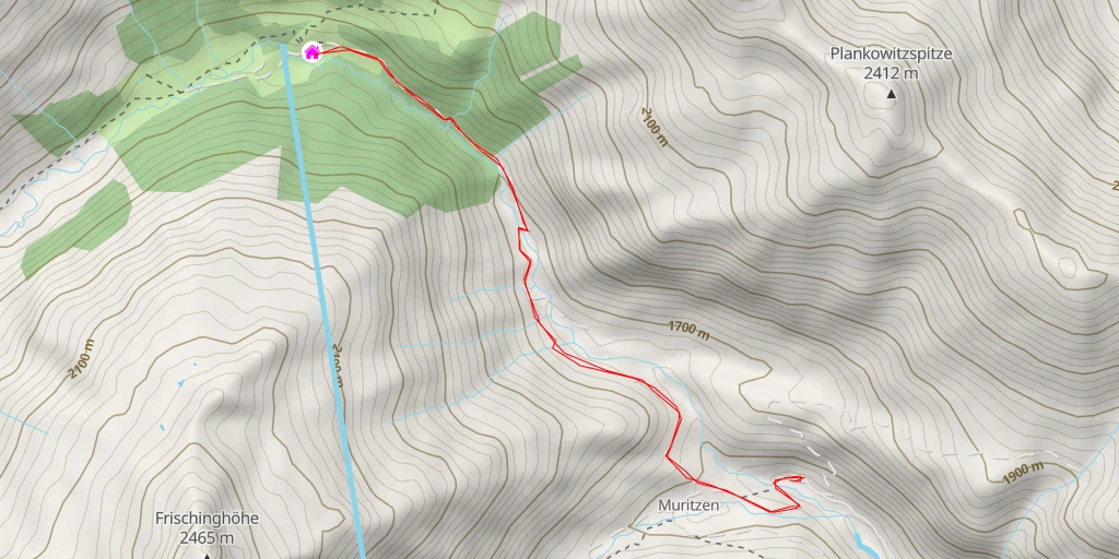 Map of the trail for Sticklerhütte - Almweg