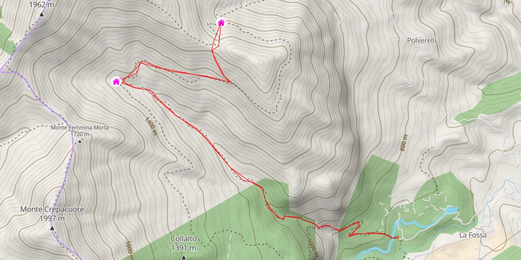 Map of the trail for Rifugio Cerasoli