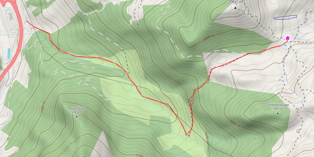 Map of the trail for Südwiener Hütte