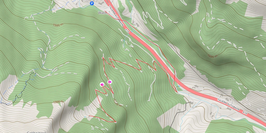 Map of the trail for Rothenwänder Alm