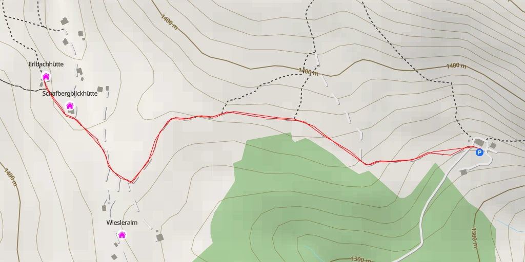 Map of the trail for Erlbachhütte