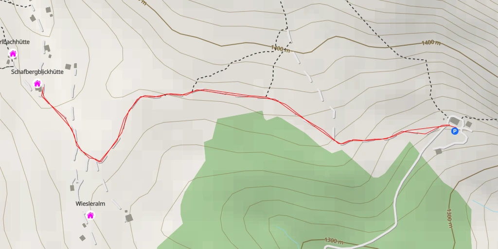 Map of the trail for Schafbergblickhütte