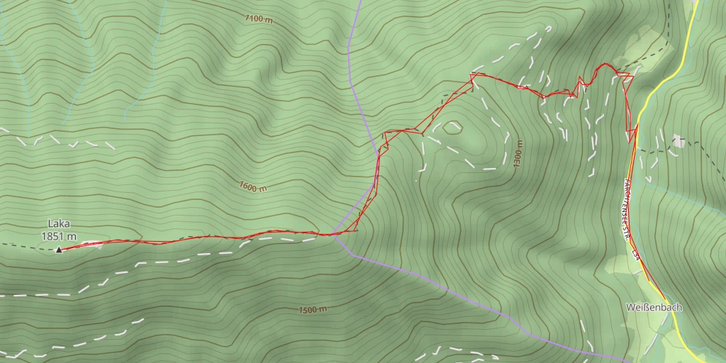 Map of the trail for Laka