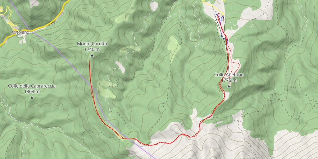 Map of the trail for Monte Cardito