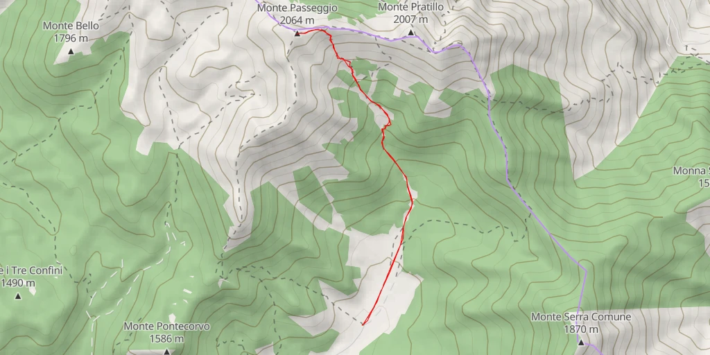 Carte de l'itinéraire :  Monte Passeggio