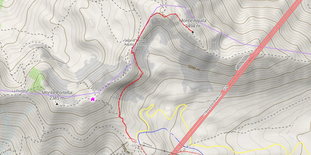 Map of the trail for Monte Aquila