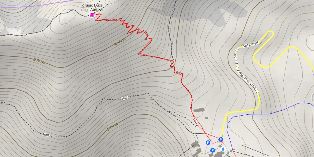 Map of the trail for Rifugio Duca degli Abruzzi