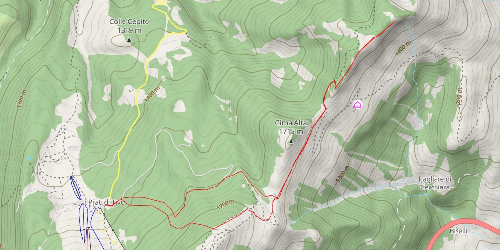 Map of the trail for Vetta nord del Montagnone