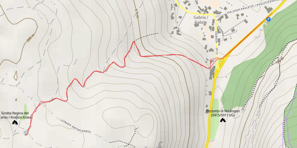 Map of the trail for Strada Antincendio