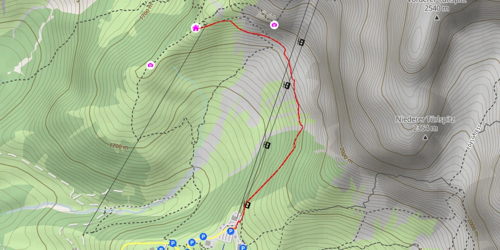 Carte de l'itinéraire :  Dachsteinsüdwandhütte