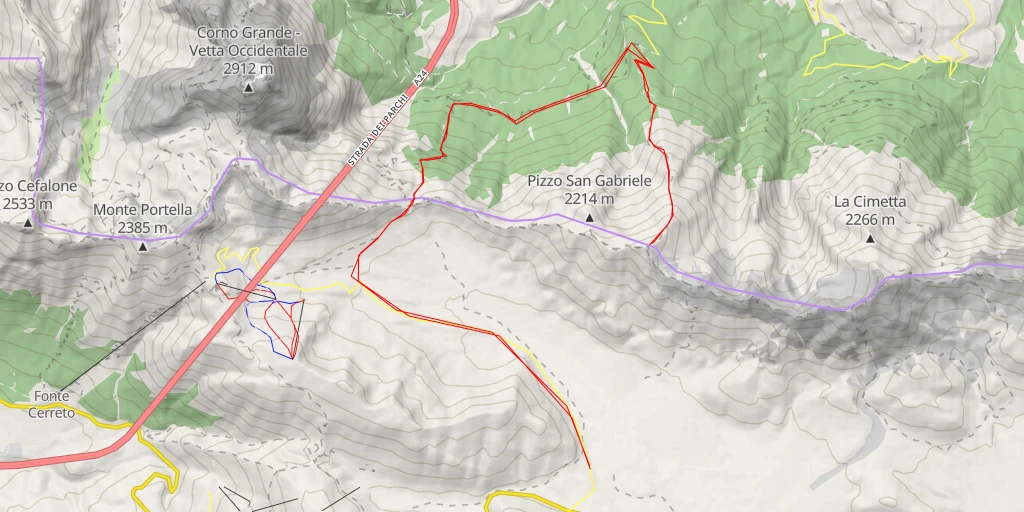 Map of the trail for Monte Brancastello