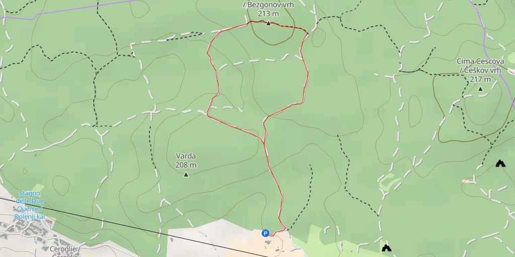 Map of the trail for Monte Sambuco / Bezgonov vrh