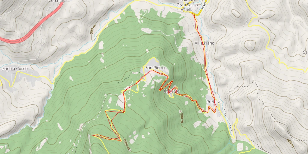 Map of the trail for AI - Fonte di Mezzogiorno - Isola del Gran Sasso d'Italia