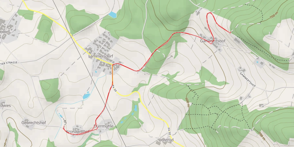 Map of the trail for AI - Gammertshof - Untergriesbach