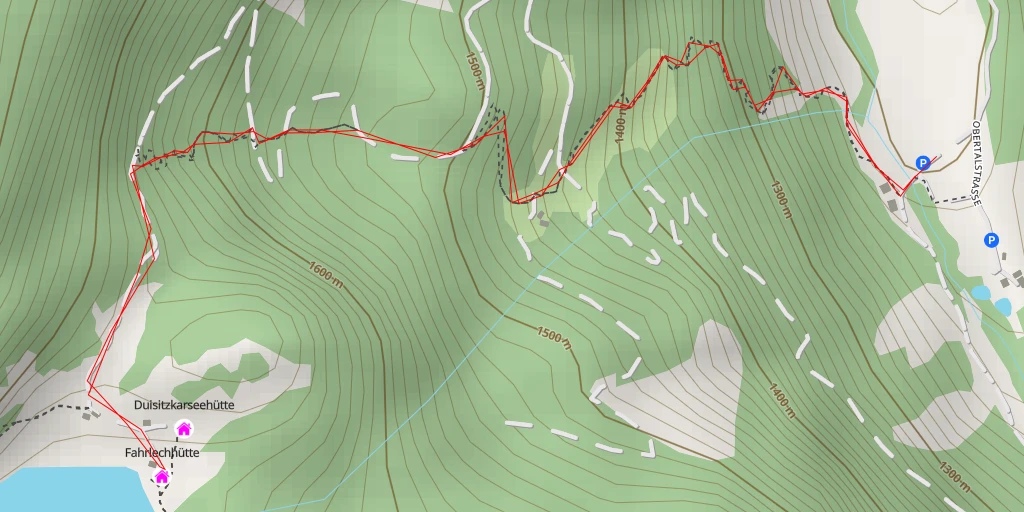 Map of the trail for Fahrlechhütte