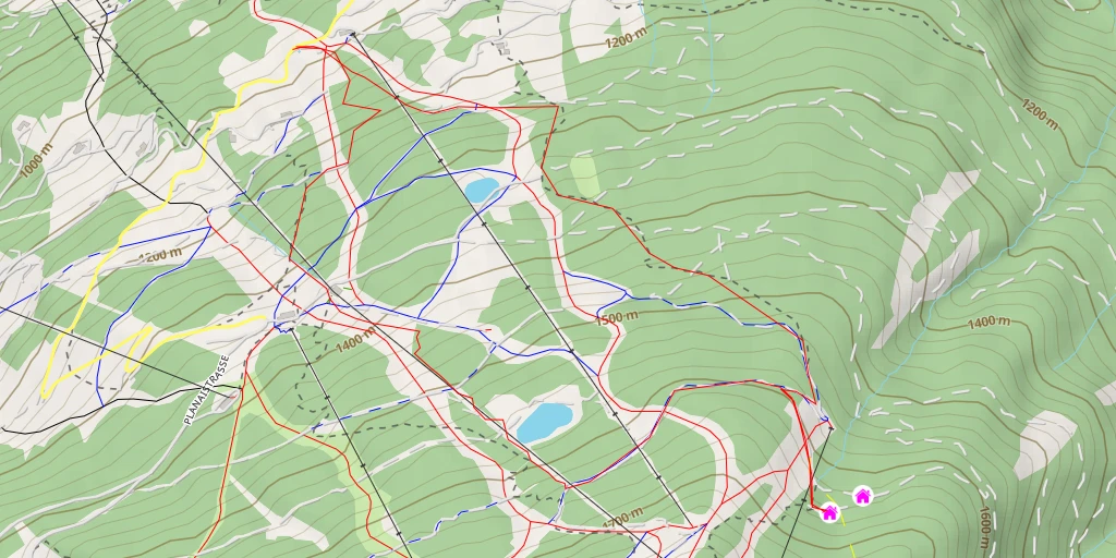 Map of the trail for Naturfreundehütte Planai