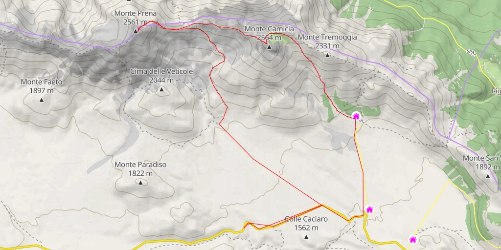 Map of the trail for Monte Prena