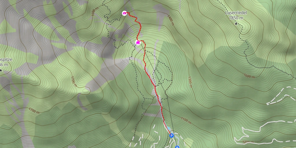 Carte de l'itinéraire :  Zustieg Klettersteig "Siega"