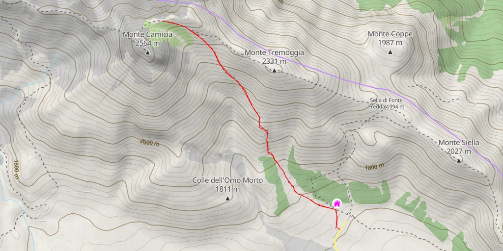 Map of the trail for AI - Monte Camicia