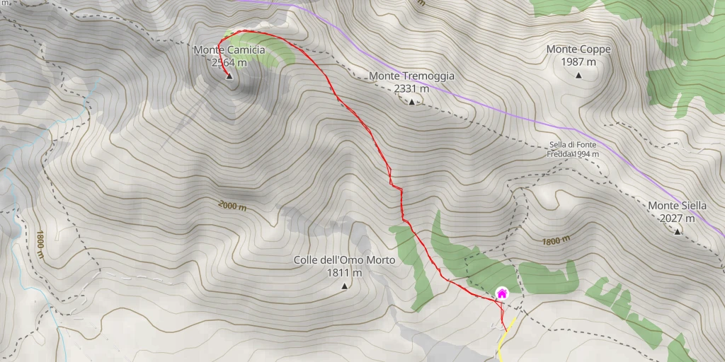 Carte de l'itinéraire :  Monte Camicia