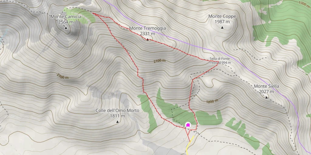 Map of the trail for Monte Tremoggia