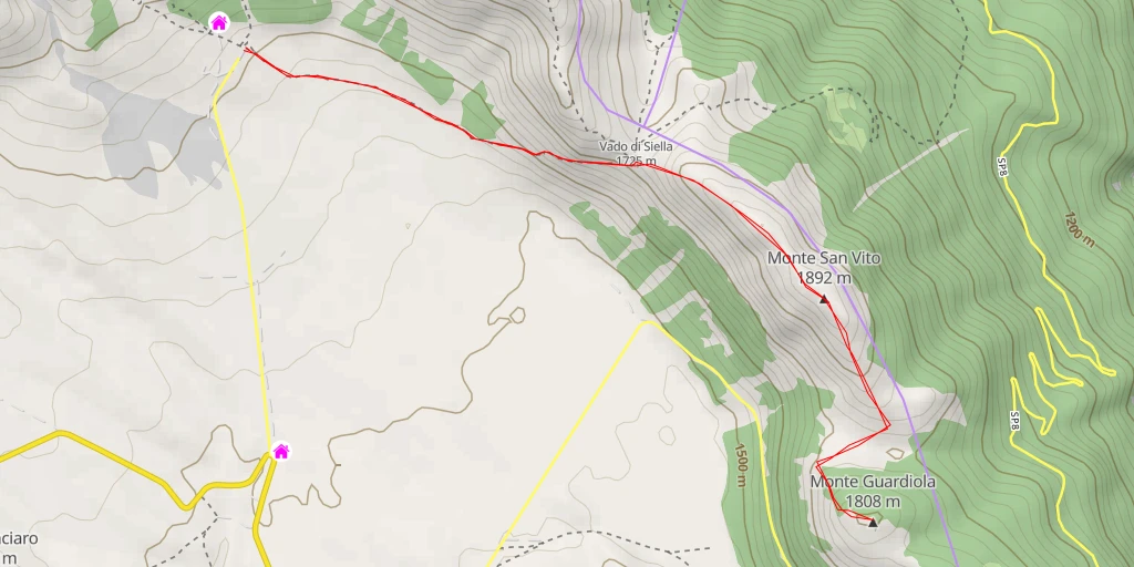 Map of the trail for Monte Guardiola