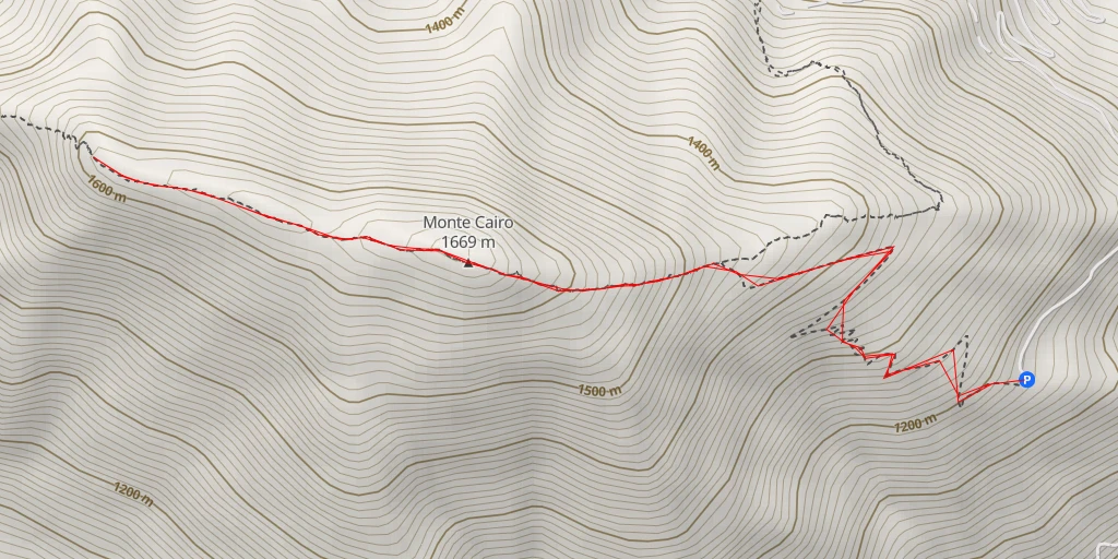 Map of the trail for Monte Cairo (vetta ovest)