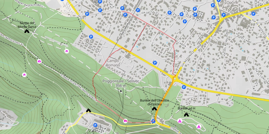 Carte de l'itinéraire :  Strada Vicentina - Trieste