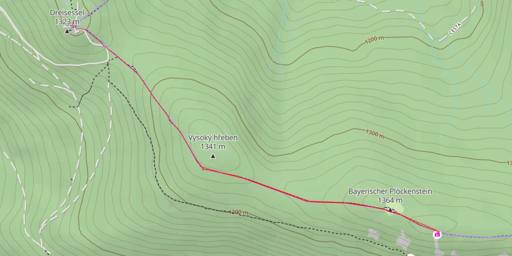 Map of the trail for AI - Landesgrenze - Pleckensteiner Wald