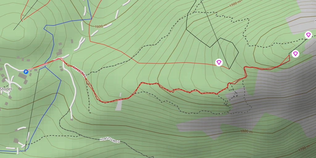 Map of the trail for Startplatz Südstart Gipfelplateau